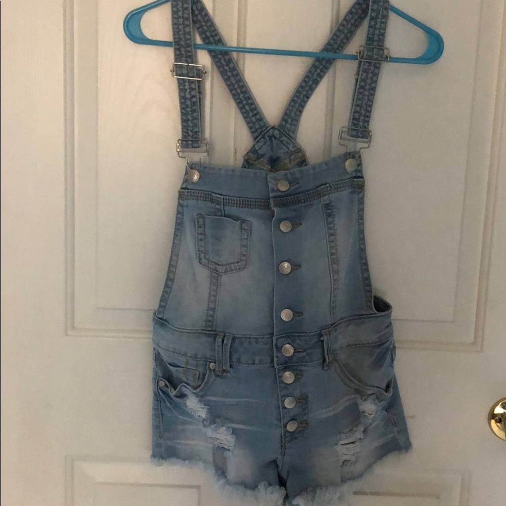 Ripped Jeans Short Overalls